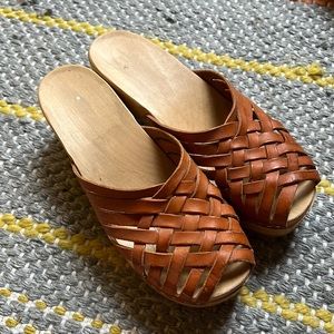 Braided Leather Platform Sandals